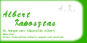 albert kaposztas business card