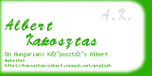 albert kaposztas business card